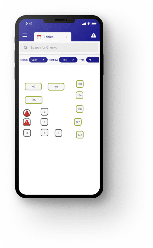 Tables screen