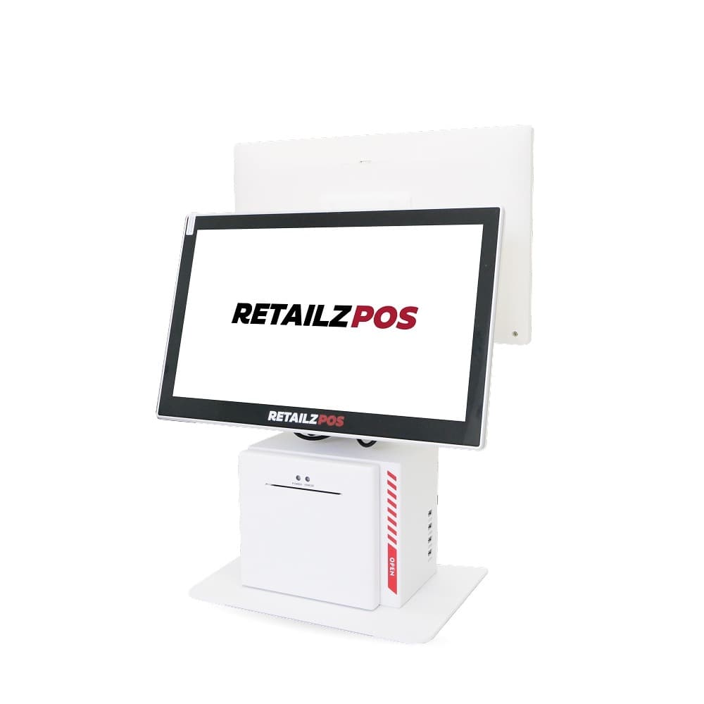 RetailzPOS dual-screen Android point of sale terminal with customer display